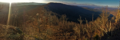 Sunset from top of Arkansas mountain.
