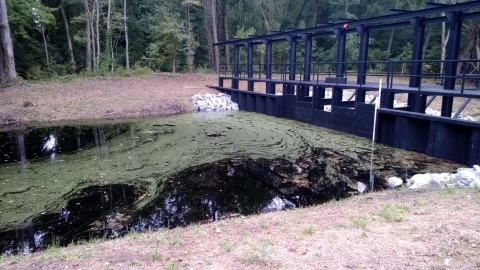 Image of the largest water control structure on the refuge