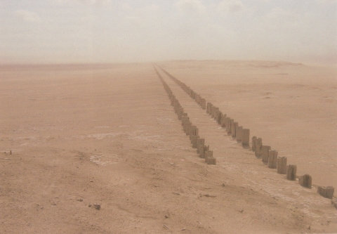 Remnants of a railroad at Bahia Grande basin before construction of the tidal reconnection channel