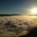 Photo of a foggy morning in the Trinity River Valley.