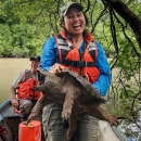 Biologist with an Alligator Snapping Turtle
